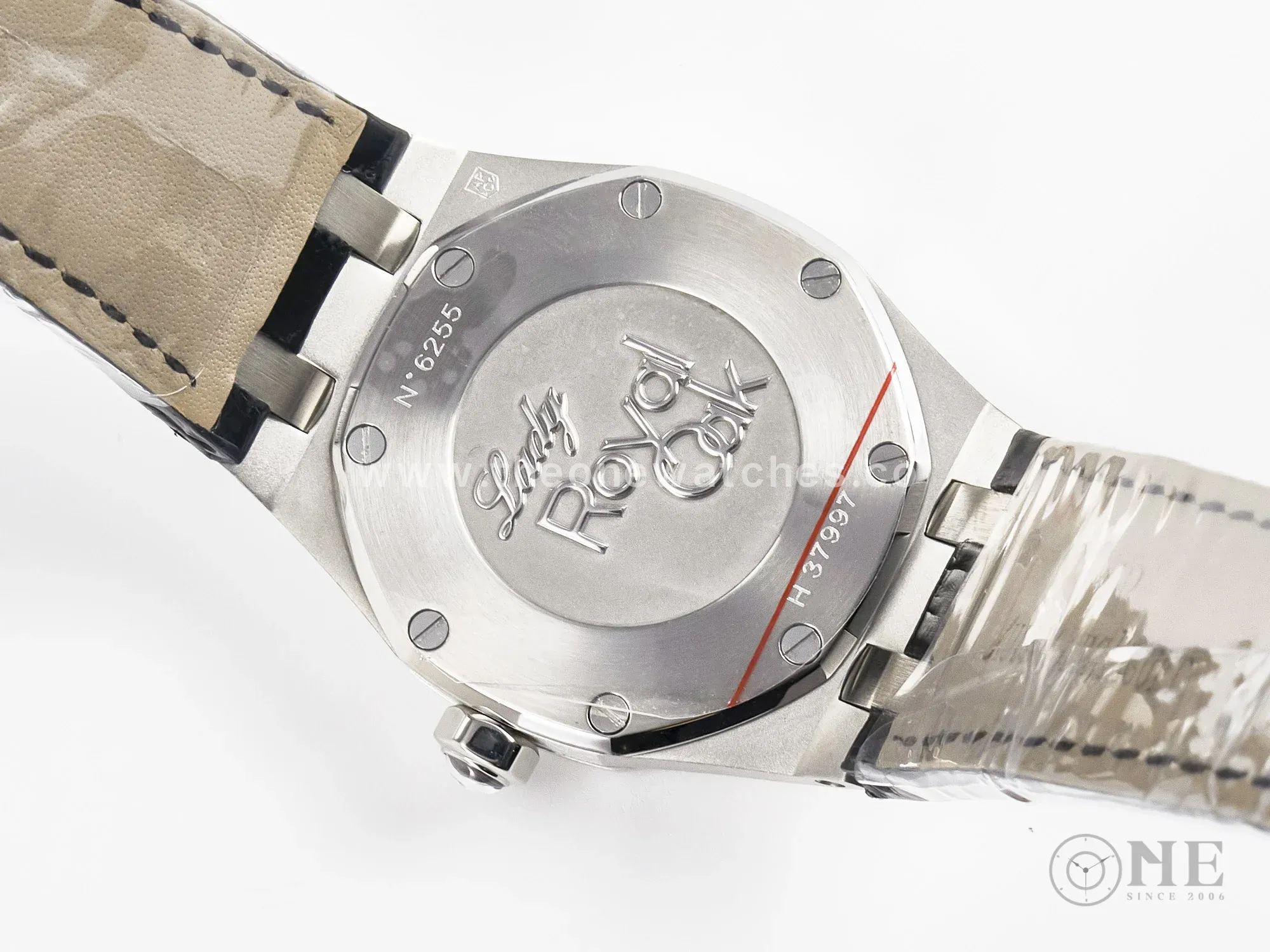 Royal Oak Offshore Ladies 33mm SS DRF Best Edition Black Dial Diamonds Bezel on Black Leather Strap ETA Quartz