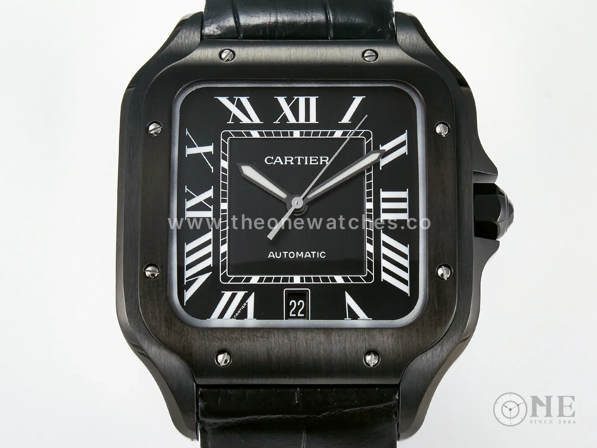 Santos de Cartier 40mm 2018 BVF 1:1 Best Edition Black Dial on Black Leather Strap MIYOTA 9015