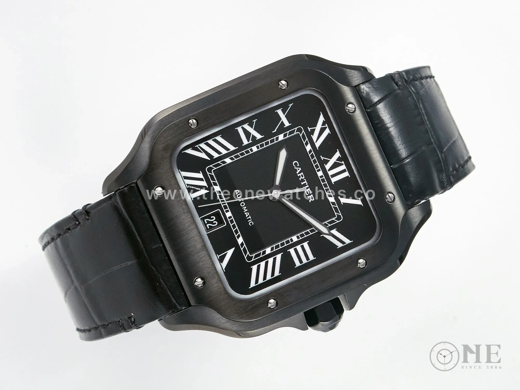 Santos de Cartier 40mm 2018 BVF 1:1 Best Edition Black Dial on Black Leather Strap MIYOTA 9015