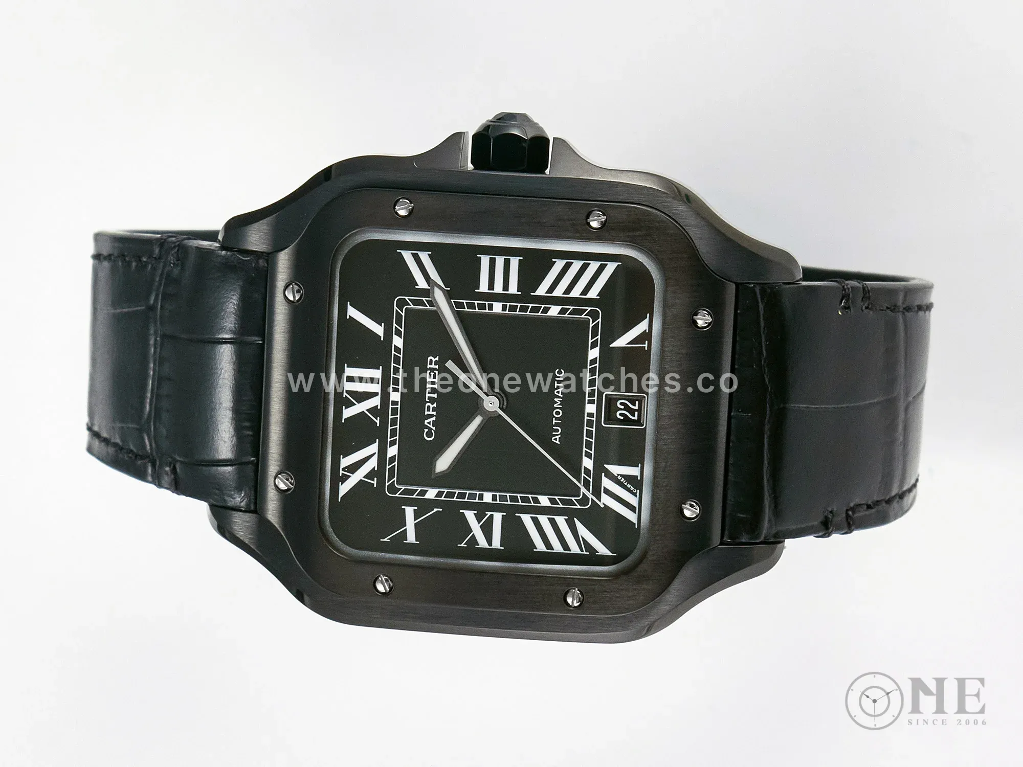Santos de Cartier 40mm 2018 BVF 1:1 Best Edition Black Dial on Black Leather Strap MIYOTA 9015