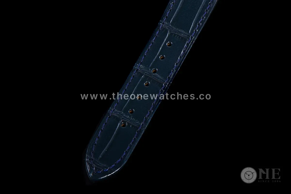 Santos-Dumont (Extra-Large) Silver Dial in Steel on Blue Leather Strap Ref. WSSA0032