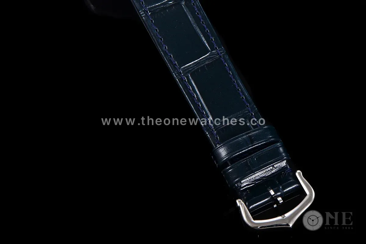 Santos-Dumont (Large) Silver Dial in Steel on Blue Leather Strap Ref. WSSA0022