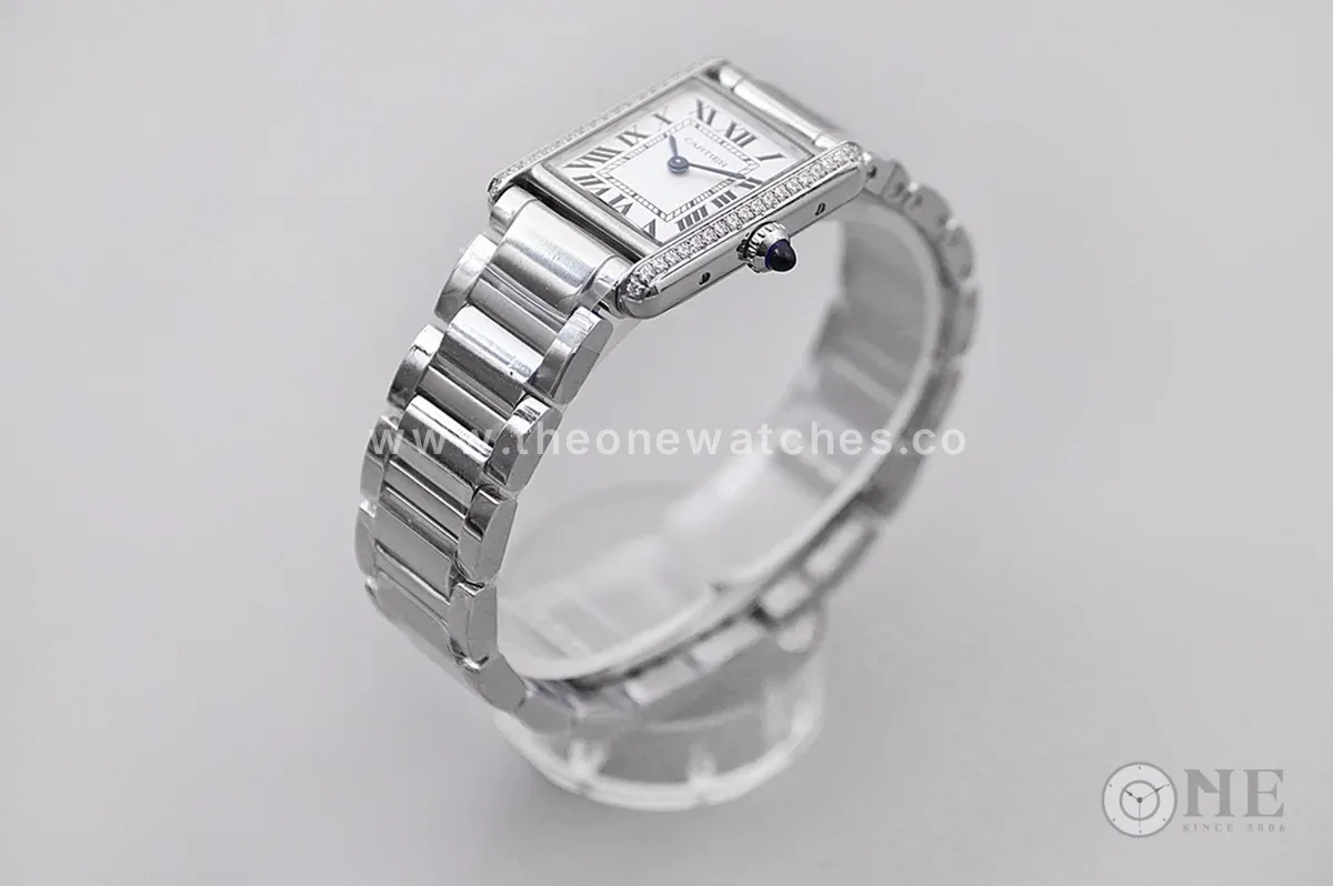 Tank Must 29.5mm White Dial with Diamond Bezel in Steel