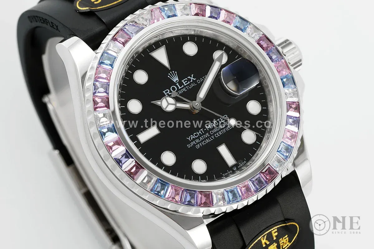 Yacht Master 40 126655 Black Dial with Rainbow Diamond Bezel
