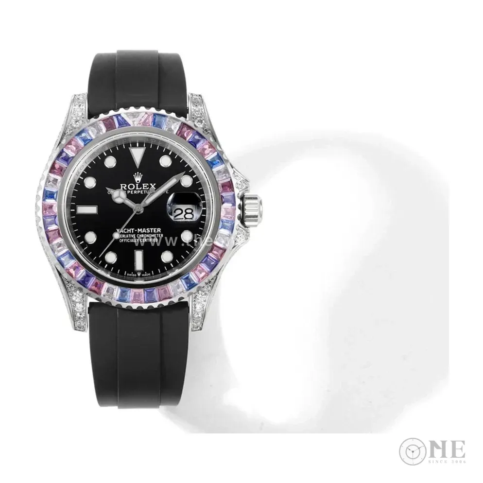 Yacht Master 40 Black Dial with Rainbow Diamond Bezel