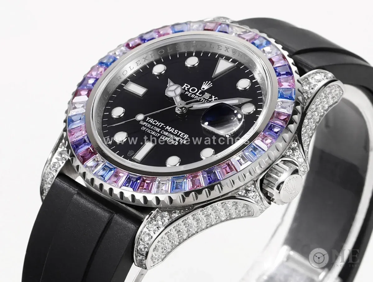 Yacht Master 40 Black Dial with Rainbow Diamond Bezel