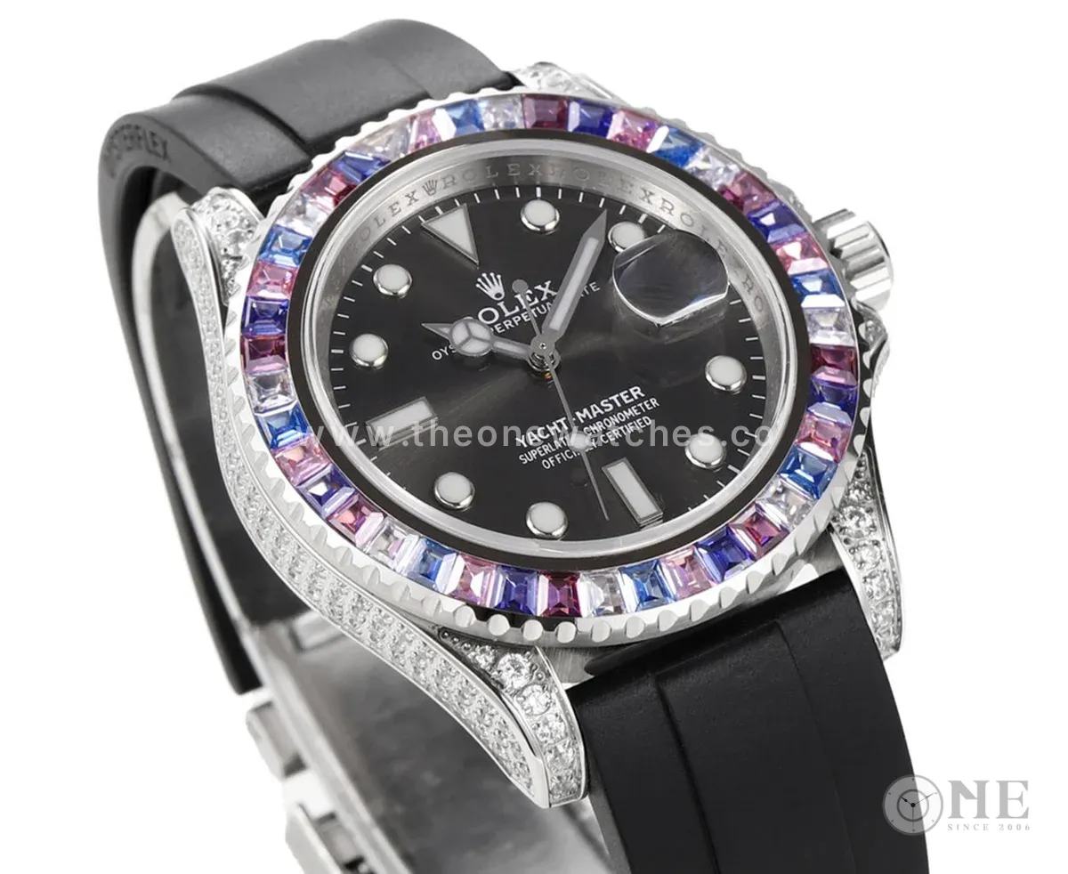 Yacht Master 40 Grey Dial with Rainbow Diamond Bezel