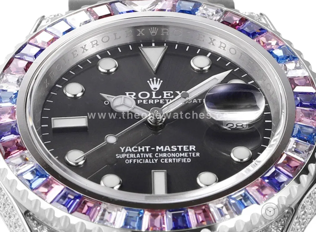 Yacht Master 40 Grey Dial with Rainbow Diamond Bezel